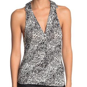 Free People Coco V Neck Tank Print Black White NWT